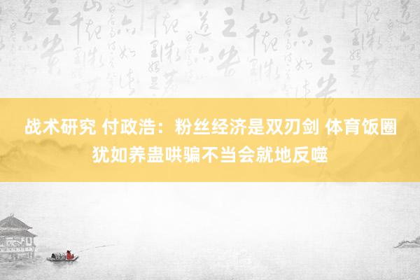 战术研究 付政浩：粉丝经济是双刃剑 体育饭圈犹如养蛊哄骗不当会就地反噬