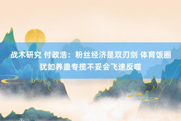 战术研究 付政浩：粉丝经济是双刃剑 体育饭圈犹如养蛊专揽不妥会飞速反噬