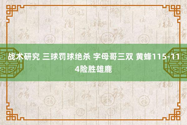 战术研究 三球罚球绝杀 字母哥三双 黄蜂115-114险胜雄鹿