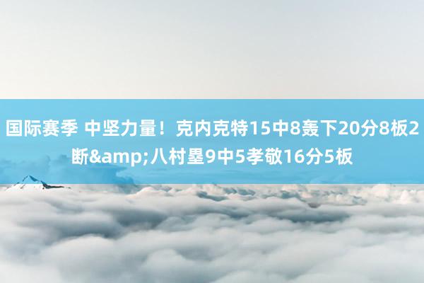 国际赛季 中坚力量！克内克特15中8轰下20分8板2断&八村塁9中5孝敬16分5板