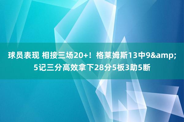 球员表现 相接三场20+！格莱姆斯13中9&5记三分高效拿下28分5板3助5断