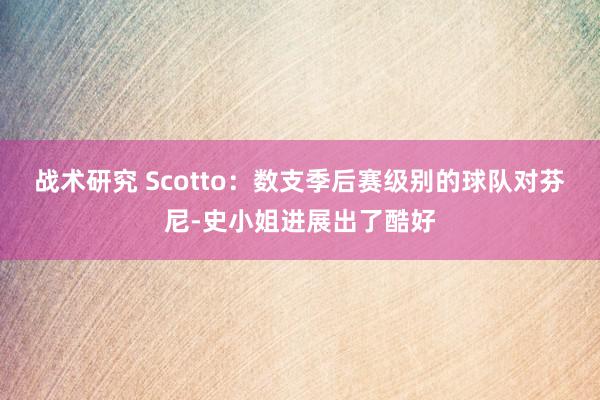 战术研究 Scotto：数支季后赛级别的球队对芬尼-史小姐进展出了酷好