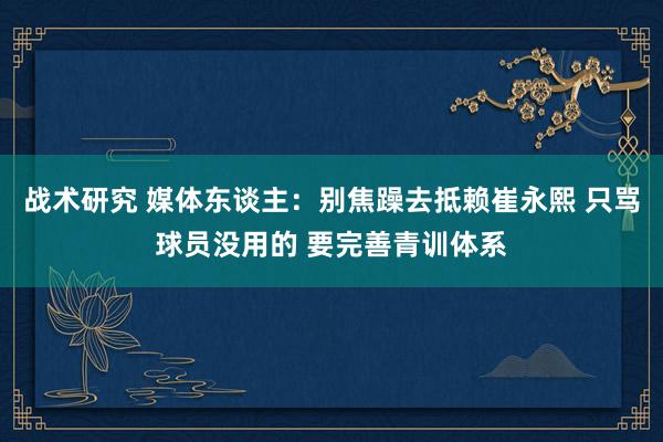 战术研究 媒体东谈主：别焦躁去抵赖崔永熙 只骂球员没用的 要完善青训体系