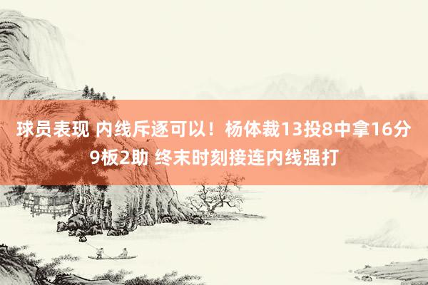 球员表现 内线斥逐可以！杨体裁13投8中拿16分9板2助 终末时刻接连内线强打