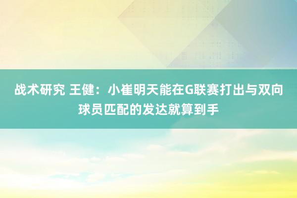 战术研究 王健：小崔明天能在G联赛打出与双向球员匹配的发达就算到手