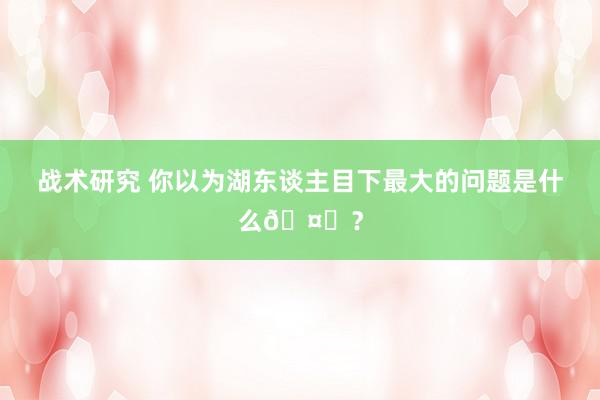 战术研究 你以为湖东谈主目下最大的问题是什么🤔？