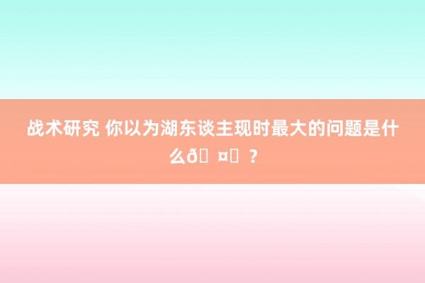 战术研究 你以为湖东谈主现时最大的问题是什么🤔？