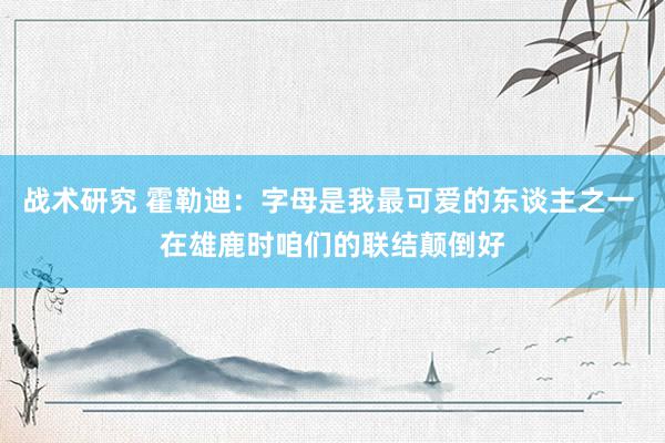 战术研究 霍勒迪：字母是我最可爱的东谈主之一 在雄鹿时咱们的联结颠倒好