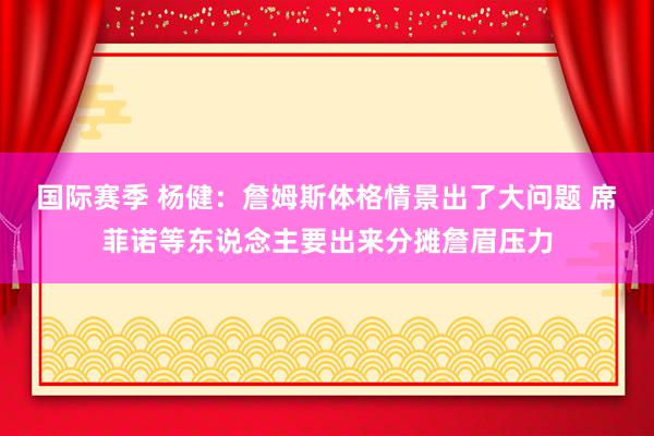 国际赛季 杨健：詹姆斯体格情景出了大问题 席菲诺等东说念主要出来分摊詹眉压力