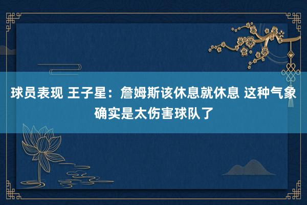 球员表现 王子星：詹姆斯该休息就休息 这种气象确实是太伤害球队了