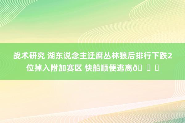 战术研究 湖东说念主迂腐丛林狼后排行下跌2位掉入附加赛区 快船顺便逃离😋