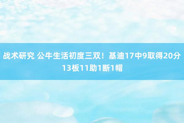 战术研究 公牛生活初度三双！基迪17中9取得20分13板11助1断1帽