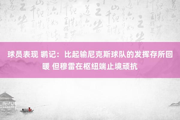 球员表现 鹕记：比起输尼克斯球队的发挥存所回暖 但穆雷在枢纽端止境顽抗