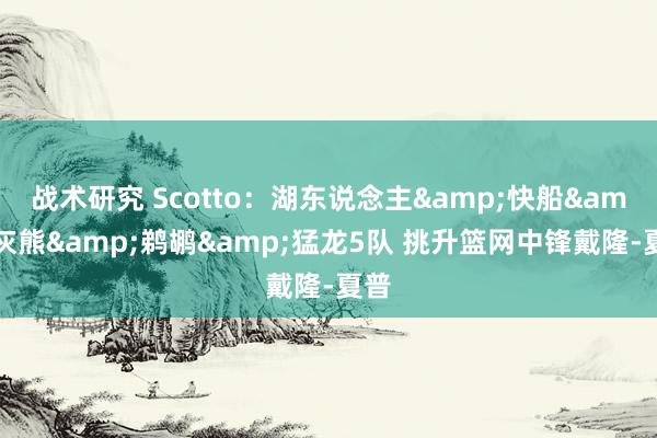 战术研究 Scotto：湖东说念主&快船&灰熊&鹈鹕&猛龙5队 挑升篮网中锋戴隆-夏普